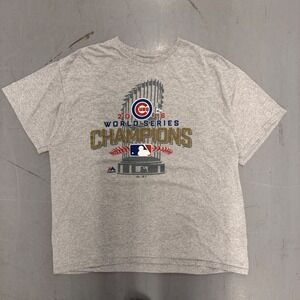 Majestic MLB Chicago Cubs‎ 2016 World Series Champions Gray T Shirt Men Large
